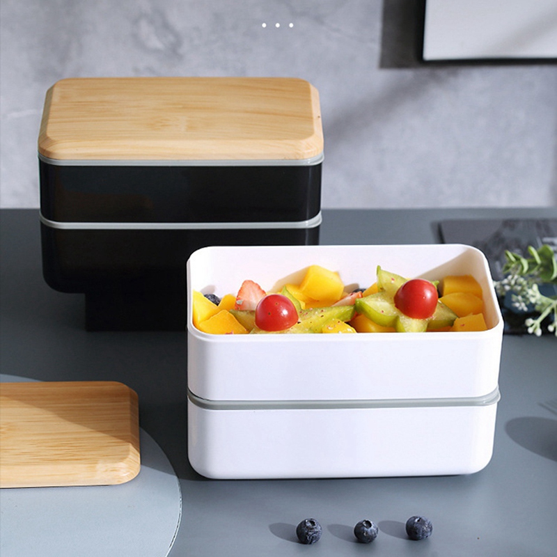 2 Layers Lunch Box for Kids Lunch Box Bento Box for Student Office Worker Double-Layer Microwave Heat Food Storage Box