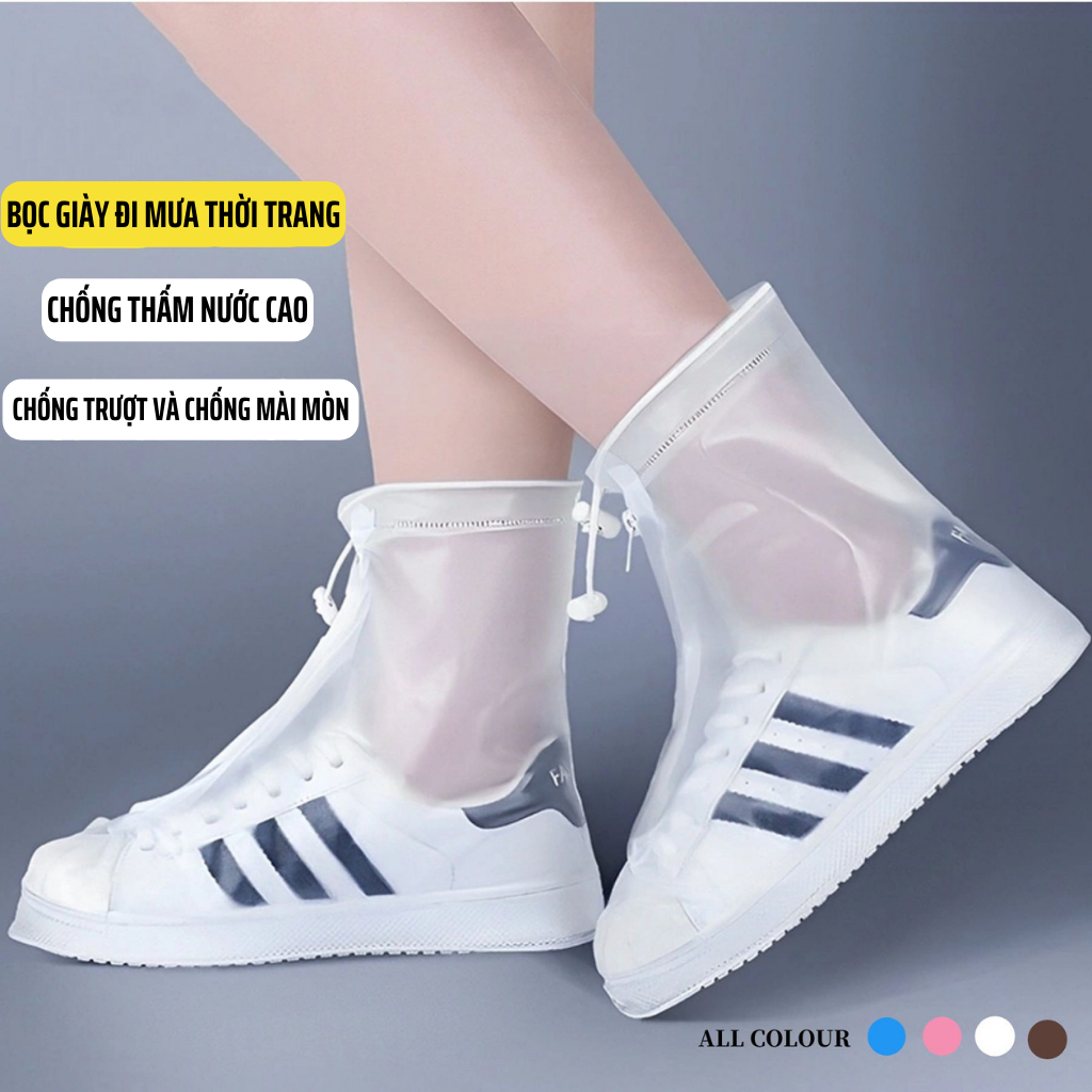 Giày Đi Mưa Bọc Giày Đi Mưa Ủng Đi Mưa Silicon Chống Trơn Trượt Cho Cả Nam Và Nữ (1 Đôi)