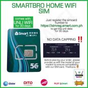 SMARTBRO WIFI SIM 5G SIM WITH UNLI DATA FOR  DAYS 30DAYS