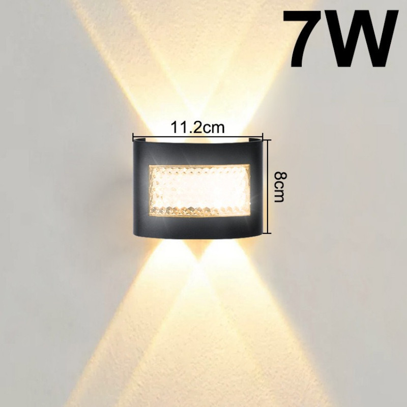 CuddleCove Đèn tường hắt sáng 2 đầu chống nước IP65 7W 9W 11W vỏ nhôm lắp ngoài trời hành lang cầu thang ban công phòng ngủ
