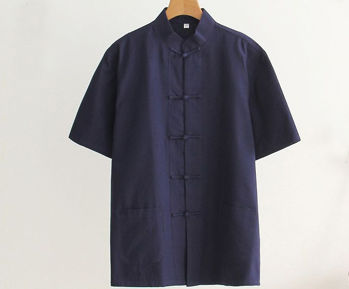 Màu Đỏ/Cà Phê/Xám/Đen nam Cotton ngắn tay bộ đồ kiểu Xường Xám Kung Fu Võ Thuật Đồng Phục Nằm Thiền Wing Chun Tai Chi Áo Sơ Mi