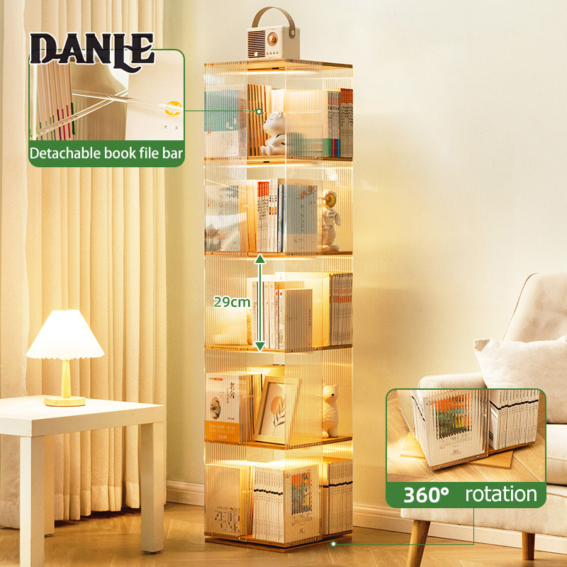 Rotating bookshelf bookcase storage rack floor-standing household children's library living room multi-layer storage cabinet simple ราคา 2,714 บาท*ส่งฟรี