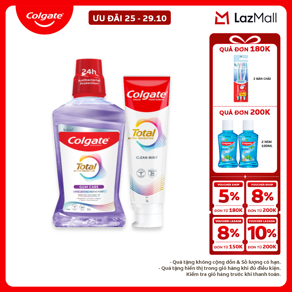 Bộ sản phẩm Colgate Total bảo vệ nướu khỏe (Kem đánh răng  Nước súc miệng)
