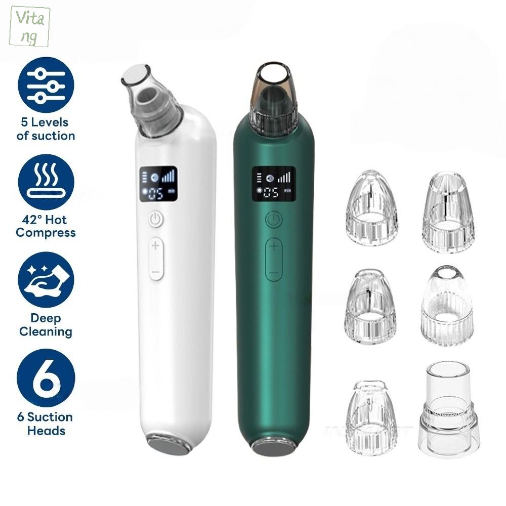 VITANG Điện Dụng cụ loại bỏ mụn đầu đen Làm sạch sâu USB có thể sạc lại Công cụ làm đẹp thông minh Chuyên nghiệp Chức năng nén nóng Máy hút bụi lỗ chân lông Thiết bị làm đẹp