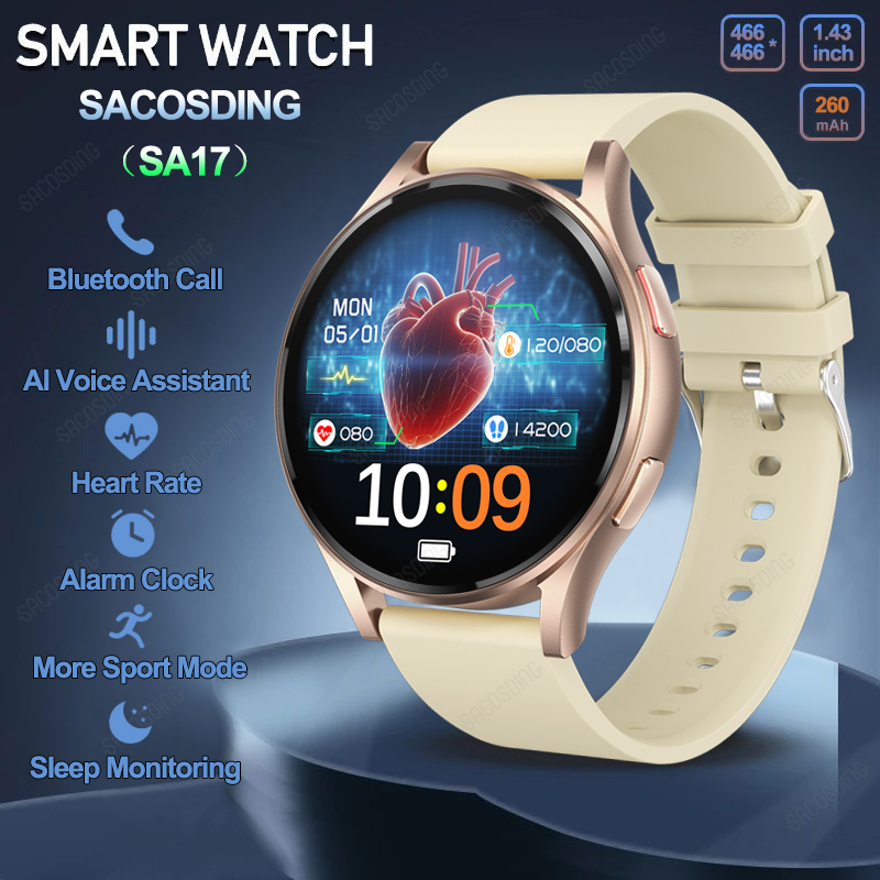 SACOSDING SA17 Smart Watch 1.43 inch Full Screen 466*466 AMOLED Bluetooth Call Voice Assistant Watchsmart ECG Heart Rate Monitor ราคา 23,060 บาท*ส่งฟรี