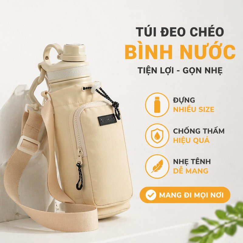 túi đựng bình nước túi đeo vai vải chống trầy nhẹ gọn ngăn phụ lấy nhanh rảnh tay đi bộ leo núi đạp xe dã ngoại