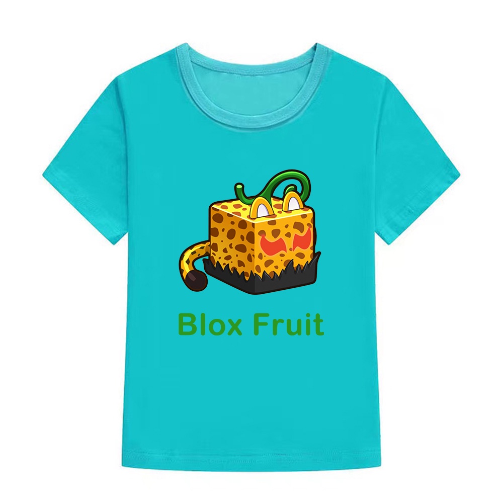 QR Leopard Fruit blox trái cây quần áo trẻ em Áo thun ngắn tay rộng và thoáng khí cho bé trai và bé gái