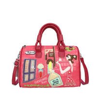 Original Niche Boston Women BagHand Embroidered 3D Decor Large Capacity Shoulder Bag Vintage European American Style Ladies Handbag