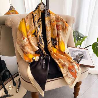 110cm thời trang khăn quàng vuông Khăn Quàng Cổ Lụa của phụ nữ Khăn lụa khăn quàng cổ in Khăn trùm đầu khăn choàng WJ110FZS-12