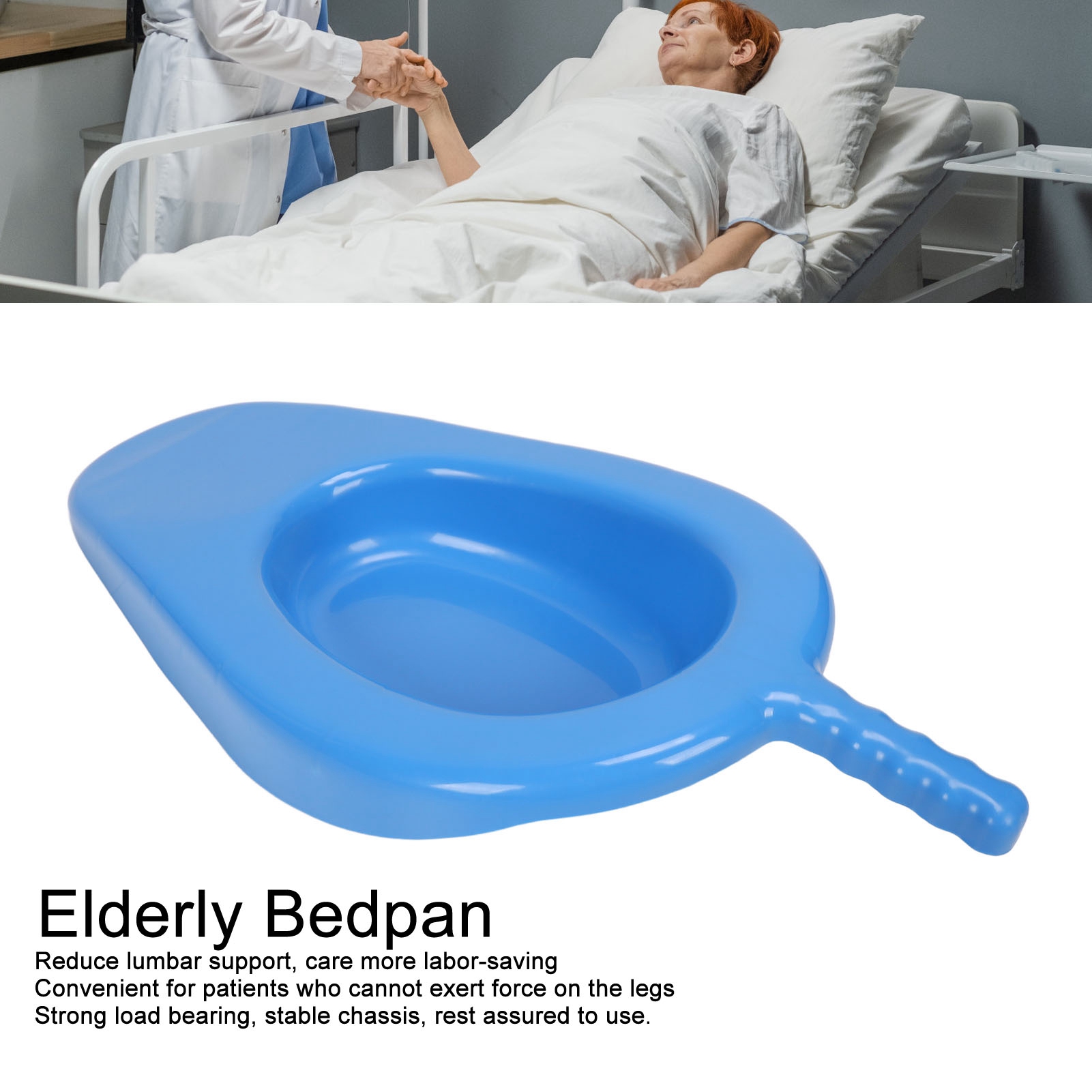 Elderly Bedpan Labor Saving Thickened Bedpan Strong Load Bearing Reduces Lumbar Support Easy Use for Hospitals for Pregnant Woman