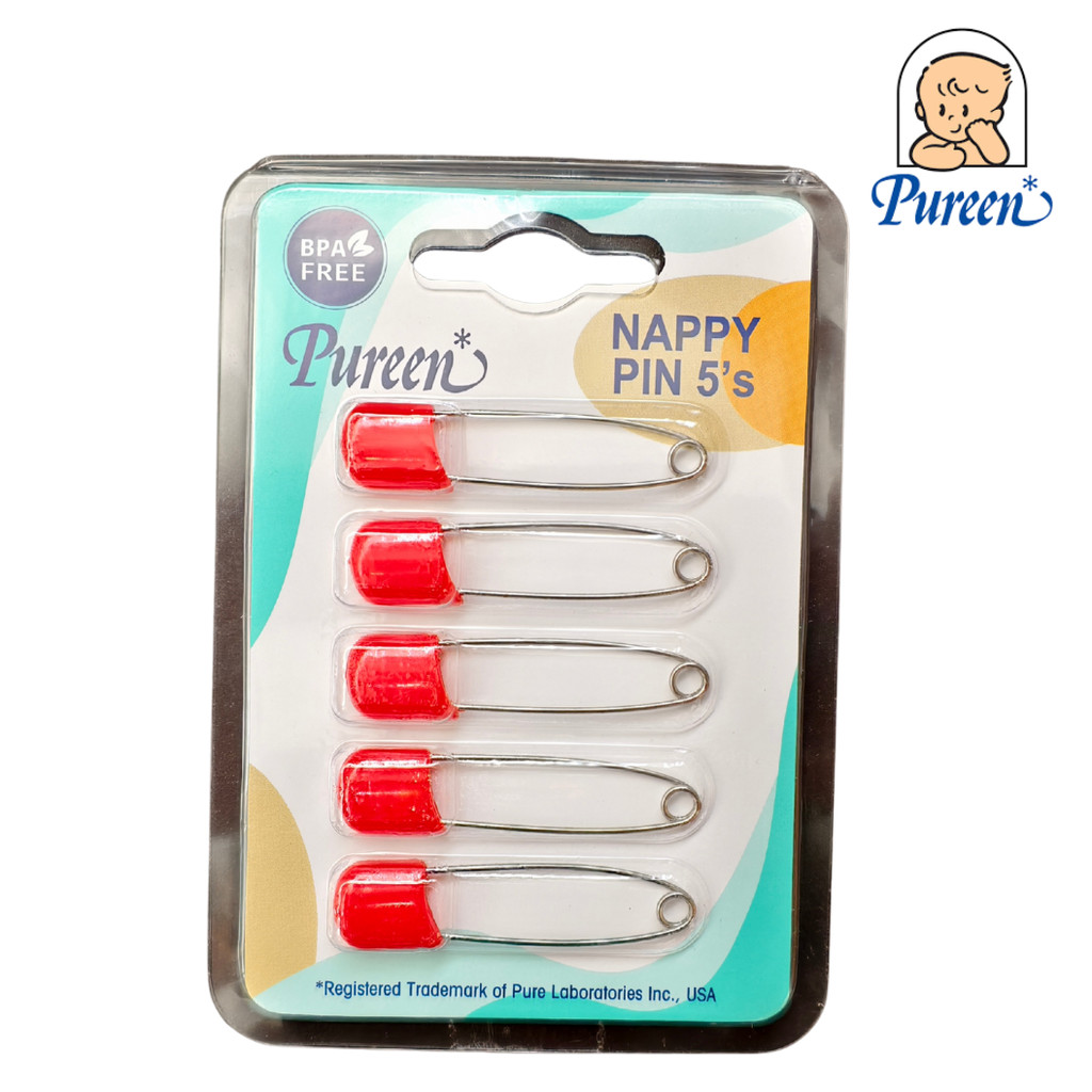 Pureen Baby Premium Nappy Pins with Safety Lock Closure [5s/pkt] Pin Keselamatan Kain Lampin Pureen