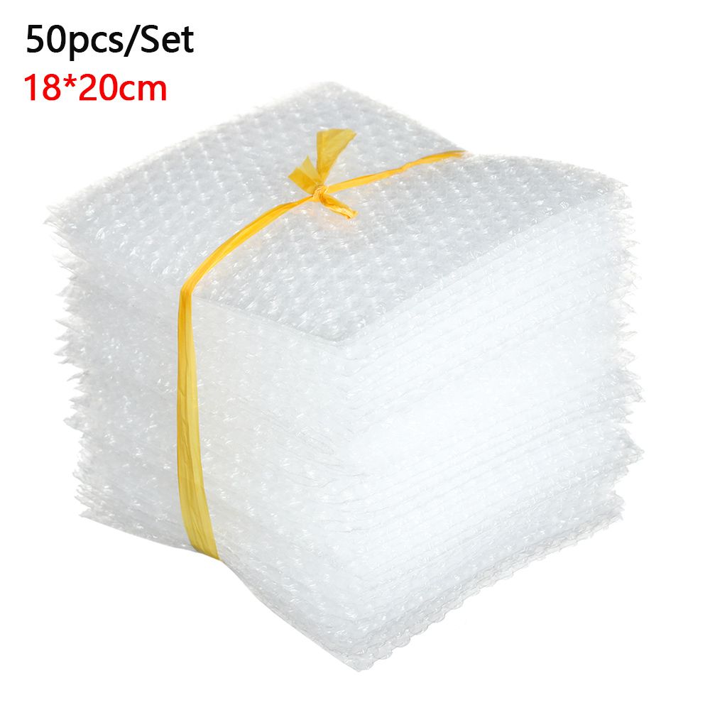 LYMEDIA 50pcs 5 Sizes Envelope Cushioning Covers Protective Wrap Foam Packing Bags Shockproof Package White Bubble Bag