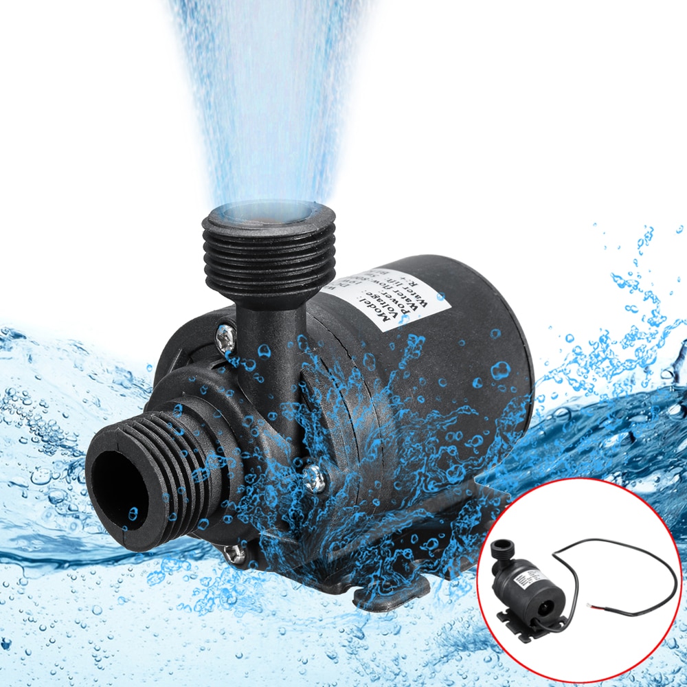 Không thấm nước Máy bơm nước siêu êm DC 12V 5m 800l/h động cơ không chổi than máy bơm nước chìm để làm mát đài phun nước nóng