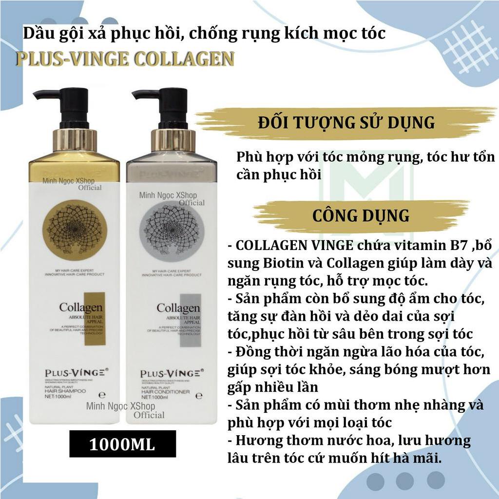 Vinge Plus - Cặp Dầu Gội Xả Collagen Vinge Plus |Kích Thích Mọc Tóc, Phục Hồi Tóc Hư Tổn 7986