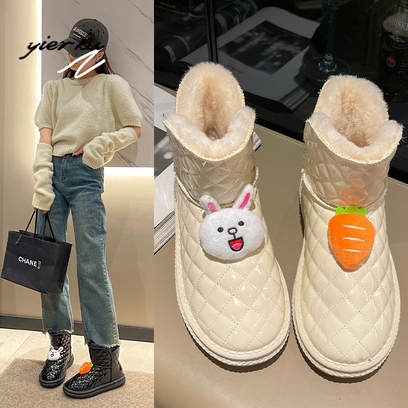 Snow women in autumn 2023, new plush and thick shoes, waterproof short boots for women, cotton shoes