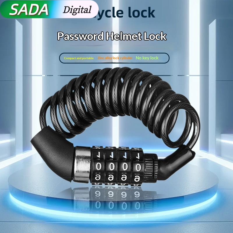 SADA 4-Digit Combination Helmet Lock with Small Hole Design, Waterproof and Anti-Theft Cable Lock for Bike, Motorcycle, and Electric Scooter ราคา 57 บาท*ส่งฟรี