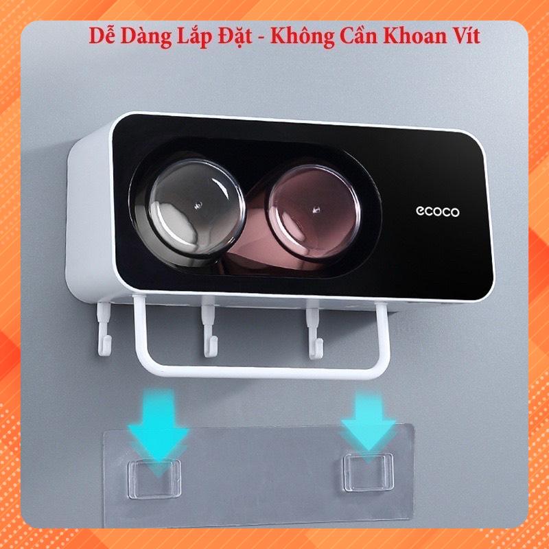 Kệ cài bàn chải đánh răng kèm cốc ECOCO có thanh treo khăn đa năng