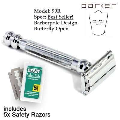 Parker 99R Barberpole Butterfly Open Double Edge Safety Razor-SGPOMADES