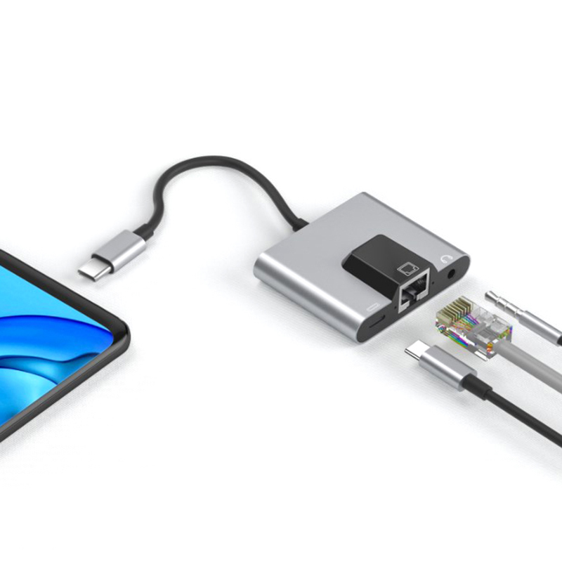 OTG Adapter สำหรับ USB C ถึง RJ45 Ethernet LAN สายเคเบิลเครือข่าย 100mbs 3.5 มม. Audio Converter สำหรับโทรศัพท์ Type-C Port ราคา 12,798 บาท*ส่งฟรี