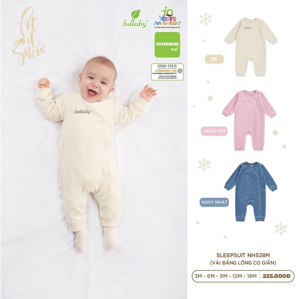 Body sleepsuit vải băng lông co giãn cho bé lullaby nh528m