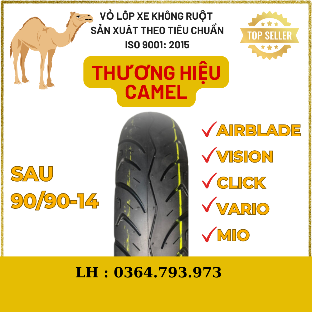 XE AIRBLADE VISION CLICK VARIO - Cặp Vỏ Lốp XE CAMEL Không Ruột Xe Máy XE TAY GA: AIRBLADE VISION CL