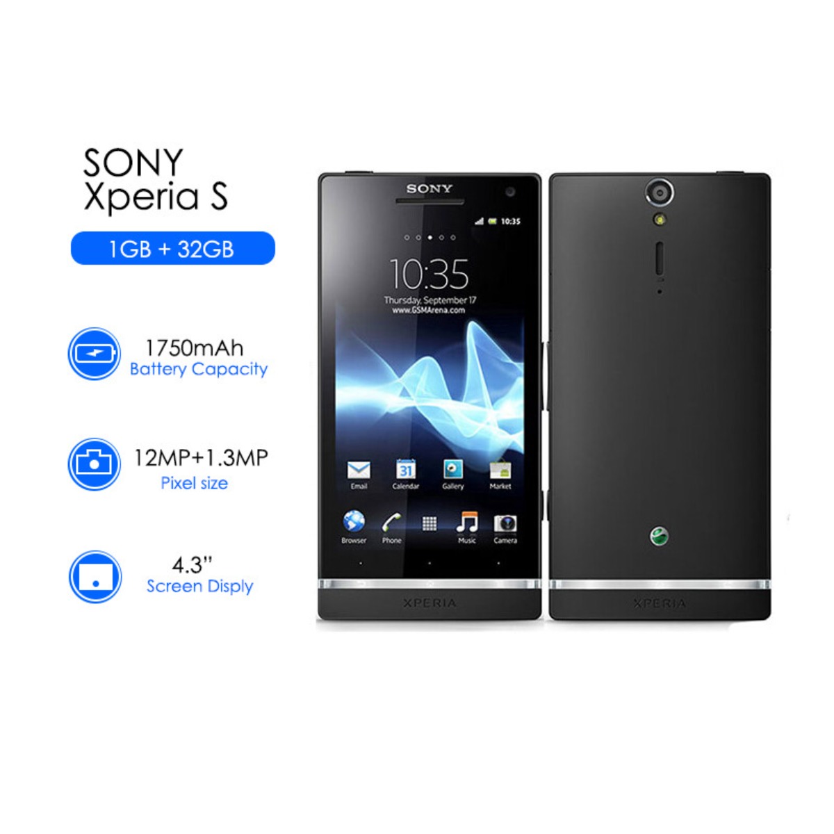 Sony Xperia S LT26 LT26i Original Unlocked Ericsson 12MP 4.3 Inch WIFI Android 3G Mobile Phones ราคา 2,140 บาท*ส่งฟรี