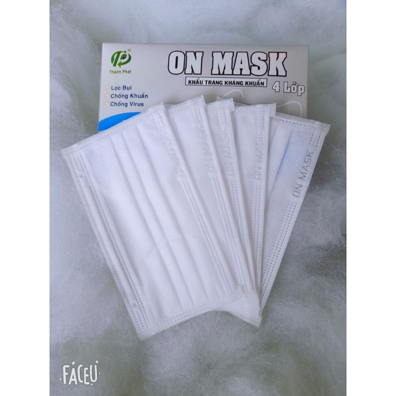 Set 10 cái khẩu trang y tế kháng khuẩn 4 lớp On Mask Thành Phát(trắng)