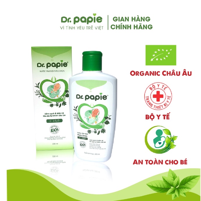 Nước tắm thảo dược dr papie cho bé ngăn ngừa, giảm các vấn đề về da - chai 230ml goodbabyvn