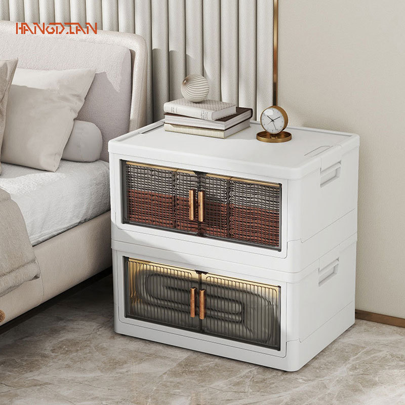 HANGDIAN Tủ lưu trữ nhựa không cần lắp đặt, giá đỡ bếp, tủ quần áo, hộp lưu trữ phòng khách Chống Bụi đa chức năng