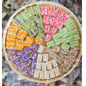 Kẹo dừa vuông bánh phồng mix 7 vị - đồ ăn vặt