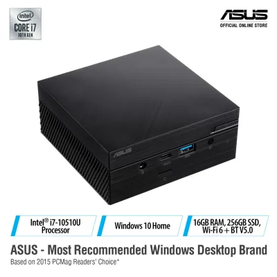 ASUS MINI PC PN62-B7020ZT Intel i7-10510U 16GB DDR4 256GB SSD Wi-Fi 6 + BT V5.0 Thundebolt 3 w/TypeC Wireless KB + Mouse Win 10 Home/3 Years On-Site Warranty