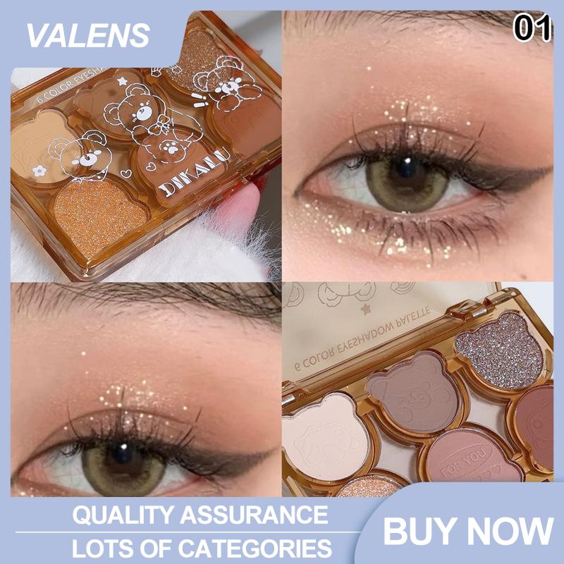 [Valen] Housewear & Furnishings Dikalu gấu thiên nga ba lê sáu Eyeshadow Palette Matte long lanh tốt Pearlescent khói màu xám màu đỏ đen Eyeshadow Burgundy bán buôn - 2