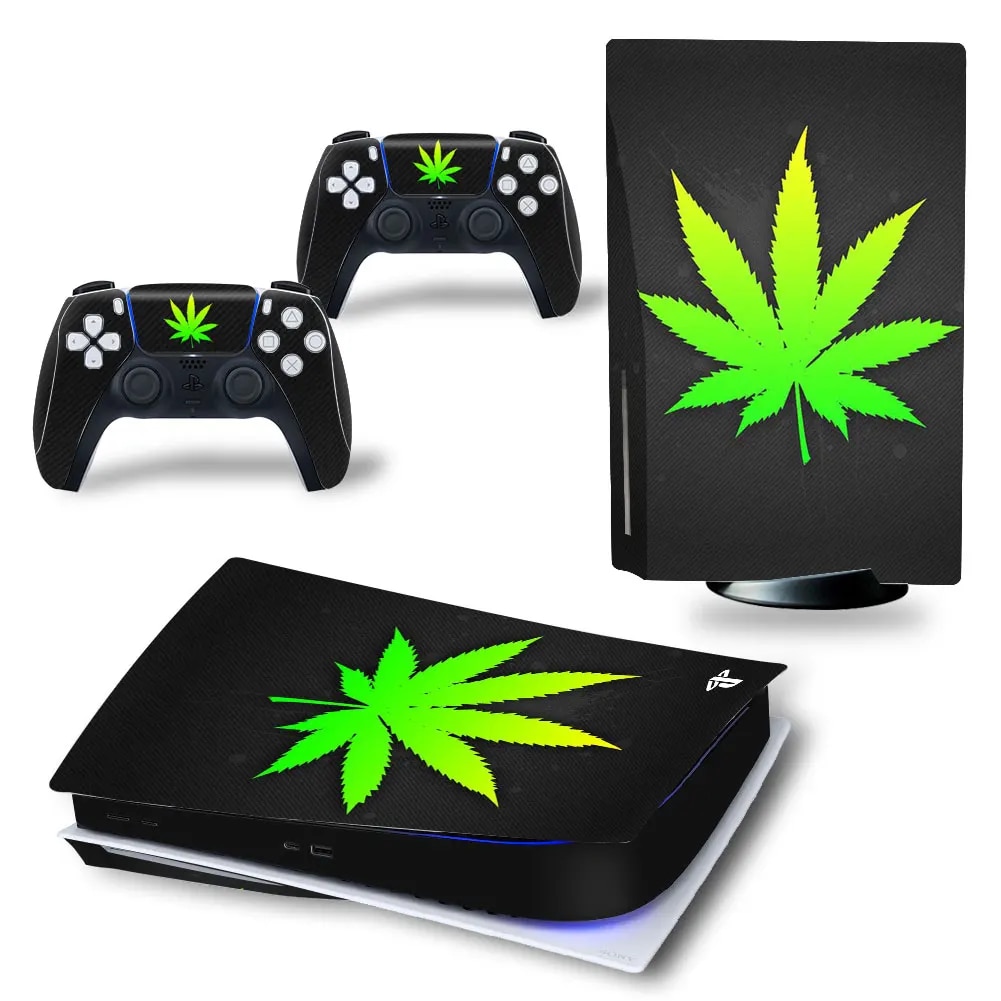 【Must-Have Style】 Leaves Ps5 Disk Digital Skin Sticker Decal Cover For 5 Console And Controllers Ps5 Skin Sticker Vinyl 4094