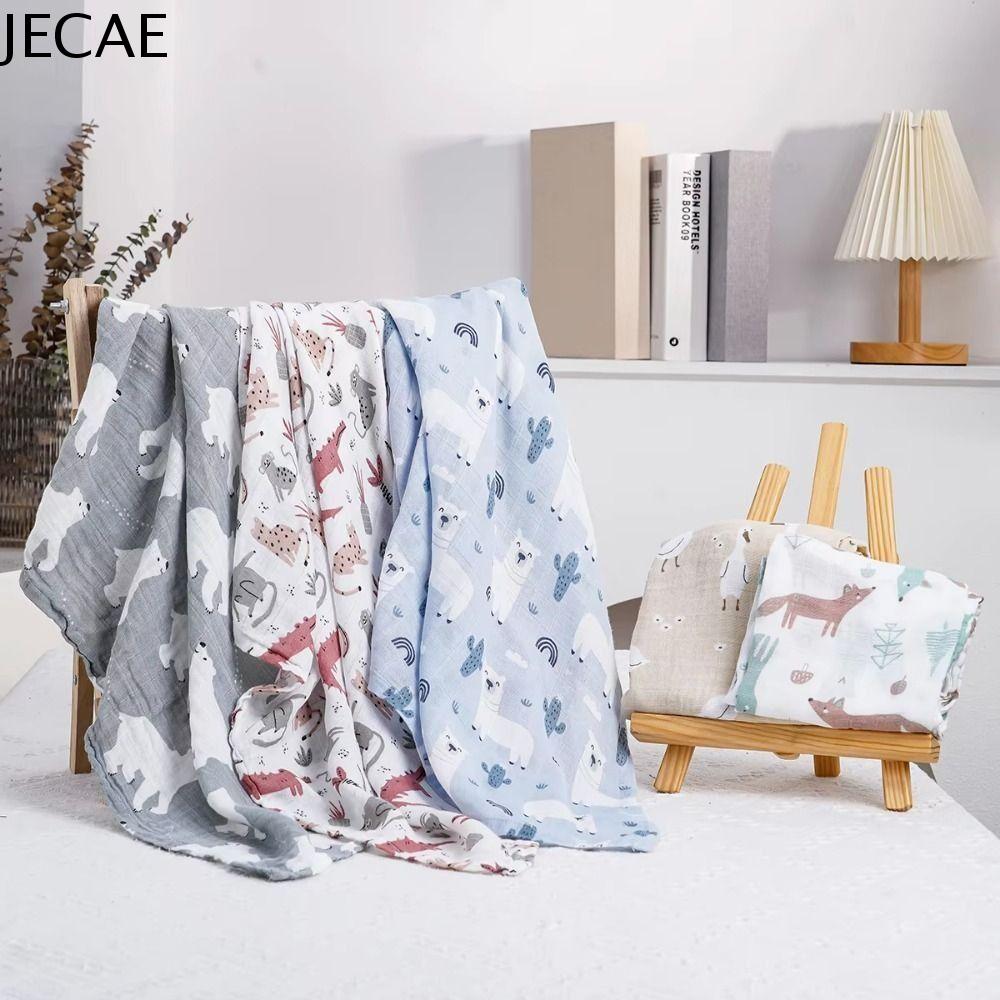 JECAE Bông Chăn quấn em bé In hình hoạt hình Mềm mại Áo che xe đẩy em bé Đa chức năng Không gây dị ứng Túi ngủ cho bé Tắm cho trẻ sơ sinh