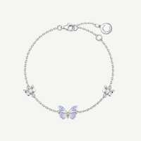 FANCIME Butterfly Glow Bracelet S925 Sterling Silver Adjustable Bracelet Romantic Birthday Valentine’s Day Gift for Her