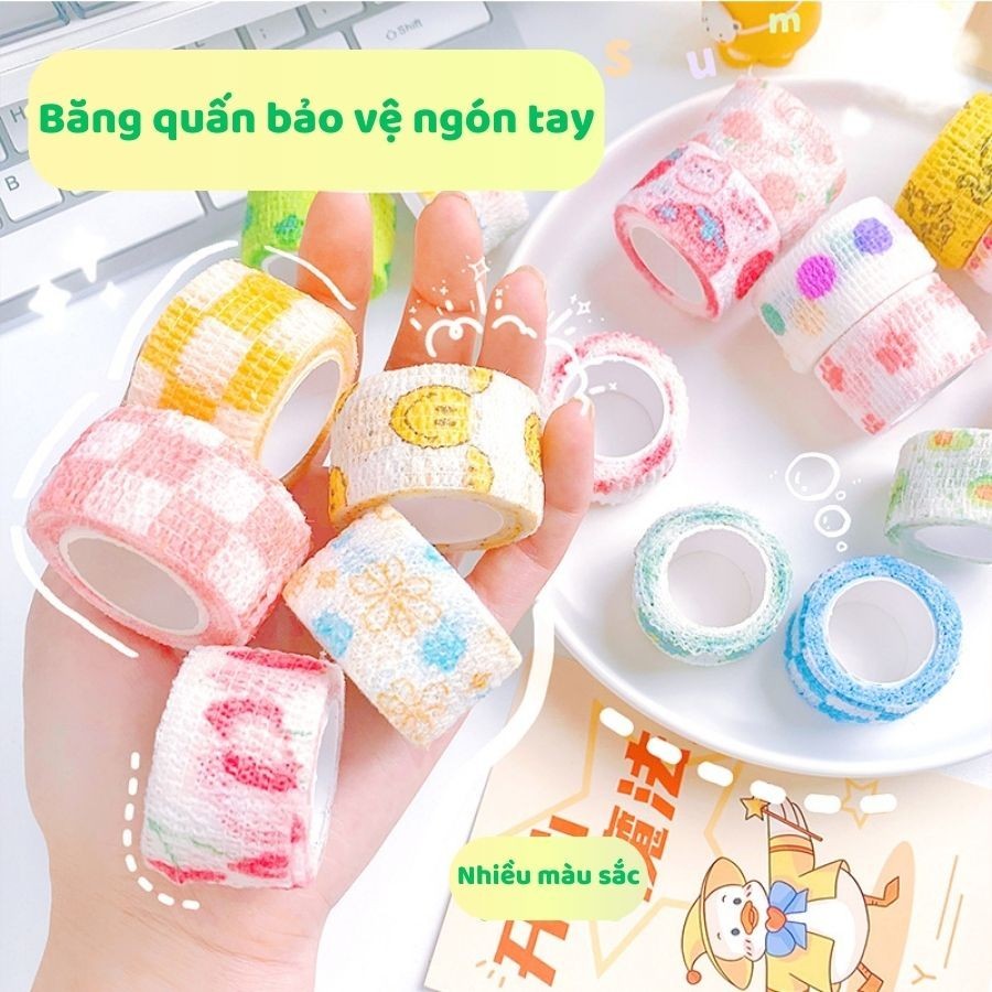 Set 10 Cuộn Băng Dán Quấn Ngón Tay Co Dãn, Cuộn Băng Quấn Viết Chữ(2.5cmx2m)-GL314