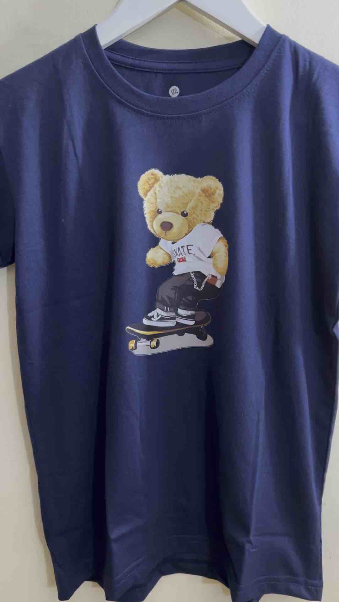 kaos atasan anak unisex bahan katun combed lembut karakter beruang skateboar