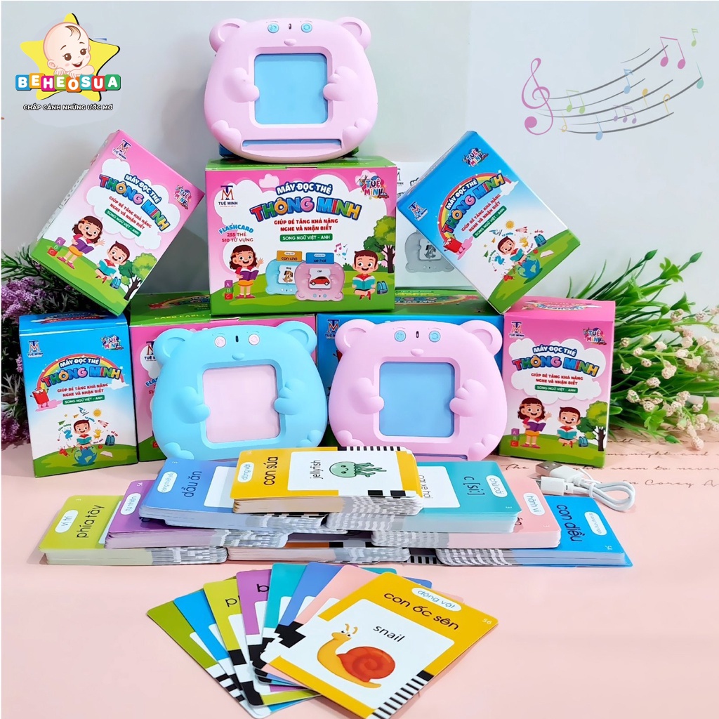 Máy đọc thẻ song ngữ Anh Việt thương hiệu Tuệ Minh Việt Nam 255 thẻ, 510 từ, 31 chủ đề