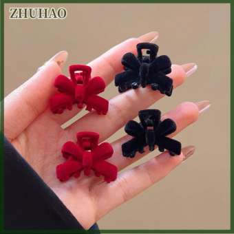 ZHUHAO 1 Cặp vuốt tóc nhung đỏ nơ buộc tóc nhỏ kẹp tóc phụ nữ kẹp tóc kẹp tóc Cô Gái Tóc cua Quà Tặng Ngày Valentine