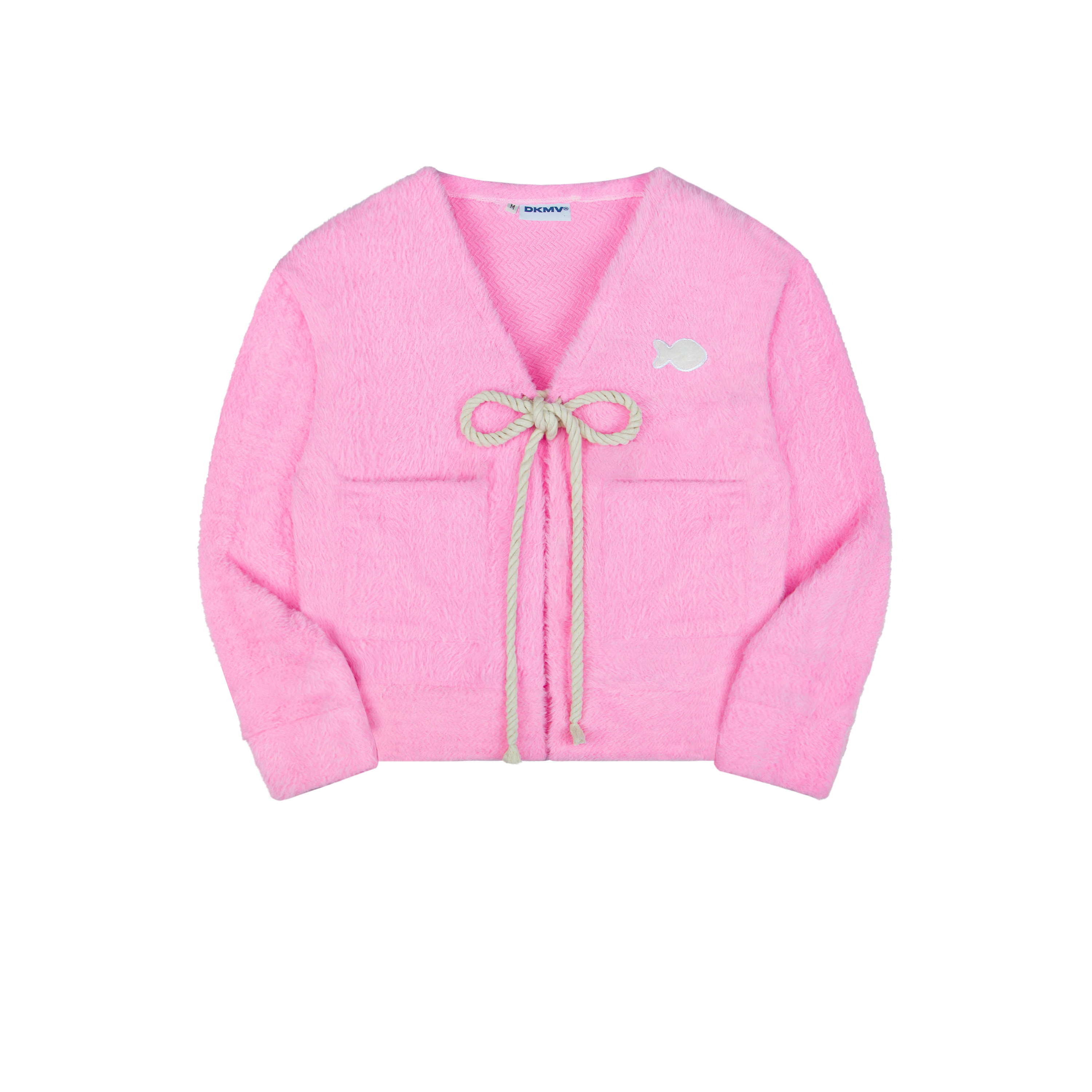 Áo Cardigan Crop DKMV chất len lông dày màu hồng trắng đáng yêu Marshmallow Cardigan | K21-AK3