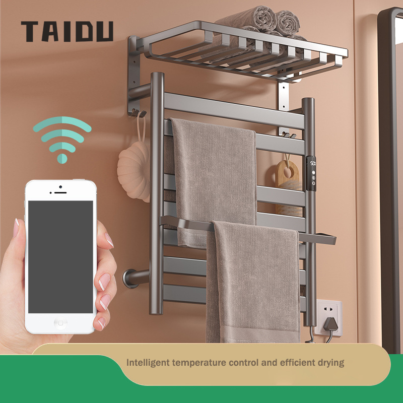 TAIDU Carbon fiber smart electric towel rack household bathroom heating drying bath towel rack storage rack heating ราคา 2,207 บาท*ส่งฟรี