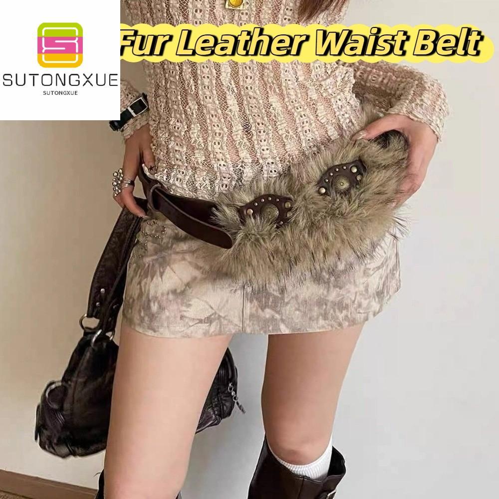 SUTONGXUE หินประดับ สายเข็มขัดหนังขนสัตว์ สาวเผ็ดสไตล์ วายทูเค ขอบเอวขนฟู ง่าย ย้อนยุค สายรัดเอวผ้าพลัช ตกแต่งชุด ราคา 284 บาท*ส่งฟรี