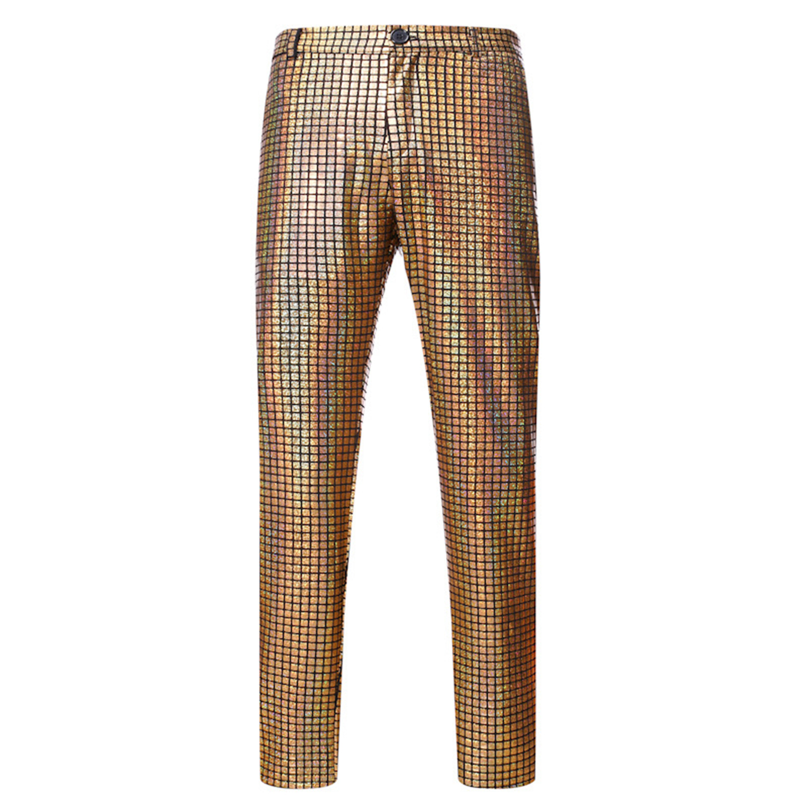 guyouzi® Men Vintage Pants 60s 70s Shiny Sequin Flared Hem Hippie