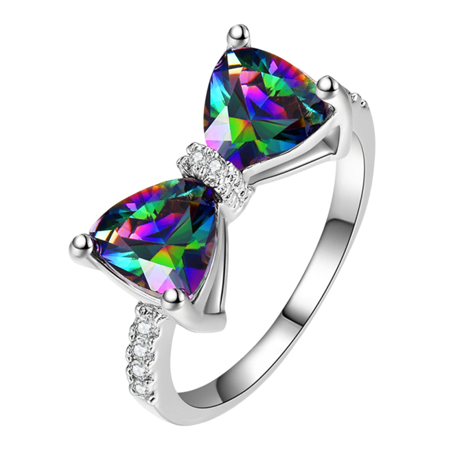 Bow Cubic Zirconia Ring Colorful Cubic Zirconia Ring Colorful Cubic Zirconia Bow Ring for Women Perfect for Wedding Anniversary and Valentine's Day Stunning Knitted Design Ideal for Cocktail for Her