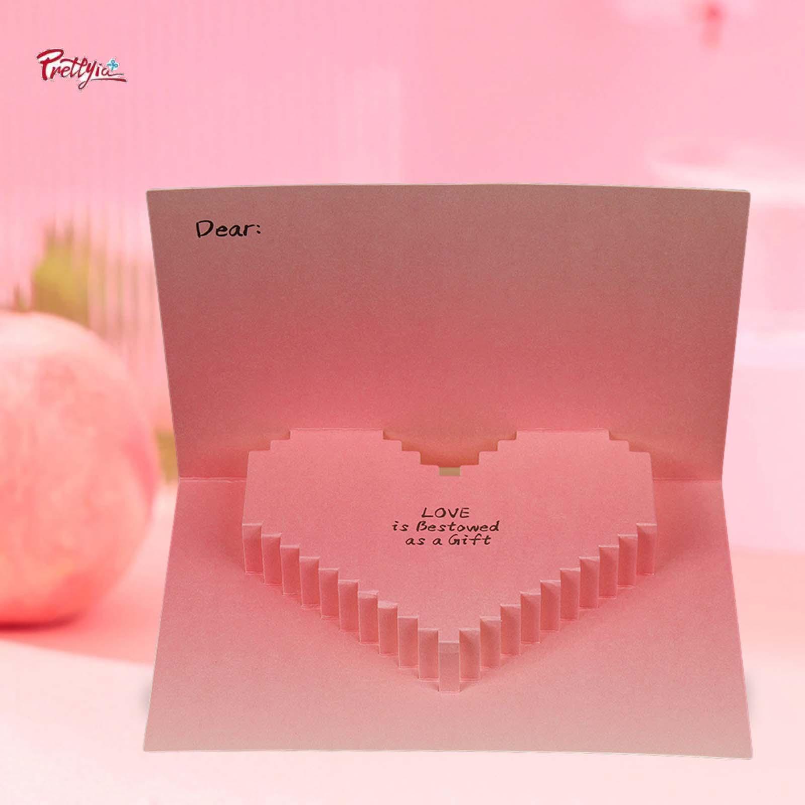 Prettyia Valentine's Day Greeting Cards Valentines Cards Birthday Gift Card Anniversary Card for Celebration Party Mother's Day Wedding - ยี่ห้อ Prettyia ราคา 60 บาท*ส่งฟรี