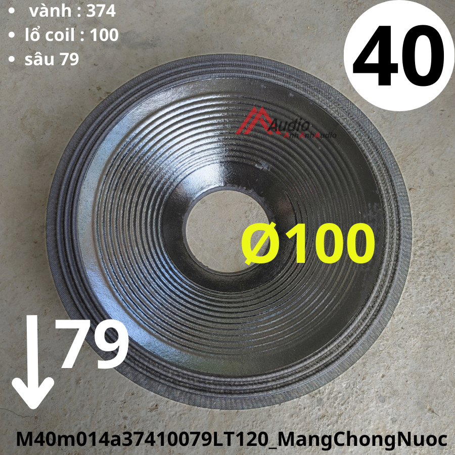 Màng loa bass 40 lổ coil 100 sâu 79