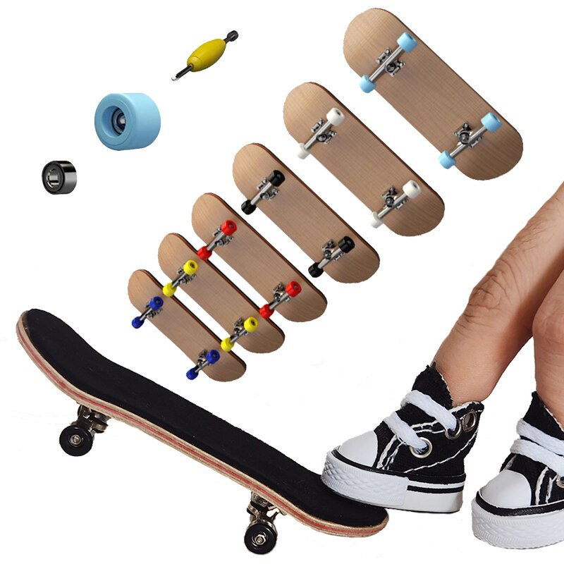 1 Set Fingerboard Shoes Tech Mini Skateboard Wooden Basic Finger Scooter