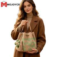 MOJOYCE กระเป๋าถักสะพายข้างกระเป๋าถือลายดอกไม้กระเป๋าสะพายไหล่น่ารักกระเป๋าขนมจีบสำหรับผู้หญิงวันหยุด