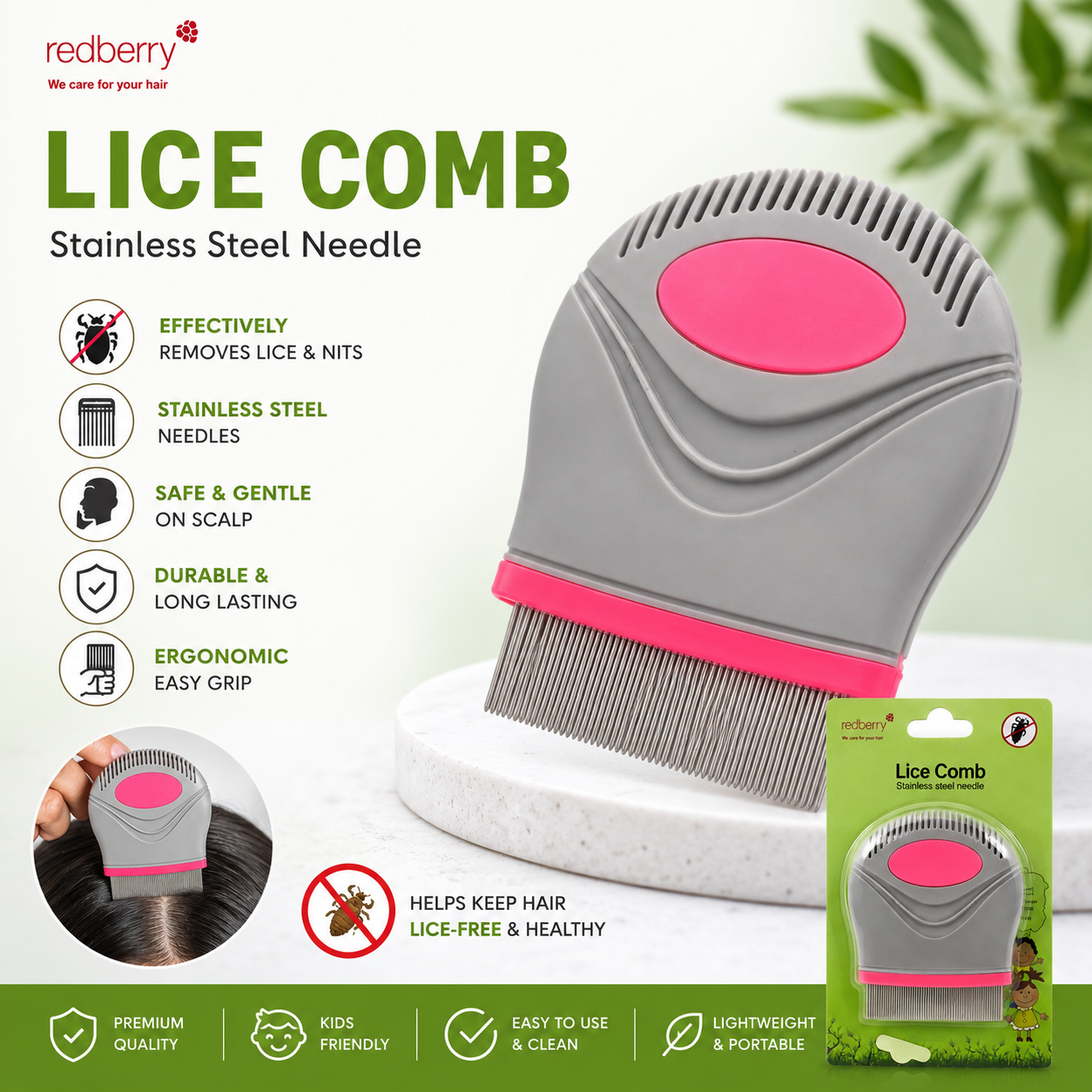 Premium V Comb Lice Removal Comb Stainless Steel Teeth Head Lice Remover Nit Comb for Kids Adults Reusable Anti Lice Hair Cleaning Brush Portable Safe Manual Nit Remover Comb Washable Fine Teeth Scalp Cleaning Tool