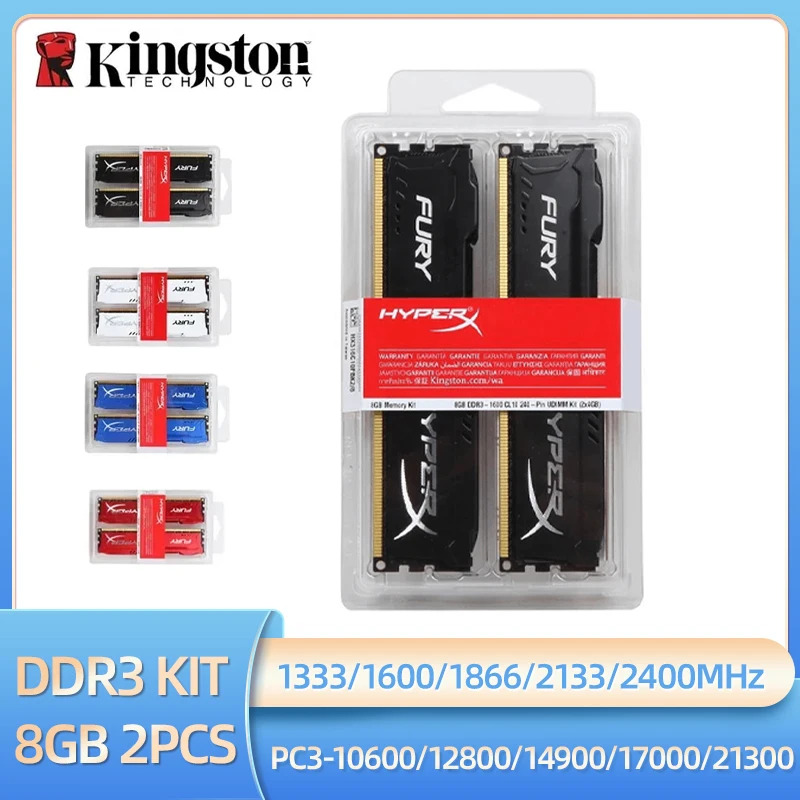 Kingston Memoria DDR3 8GB 16GB (2x8GB) Kit RAM 1600Mhz 1333MHz 1866MHz 2133MHz 2400MHz Máy tính để b